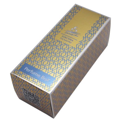 Golden carton perfume skincare box packaging custom logo